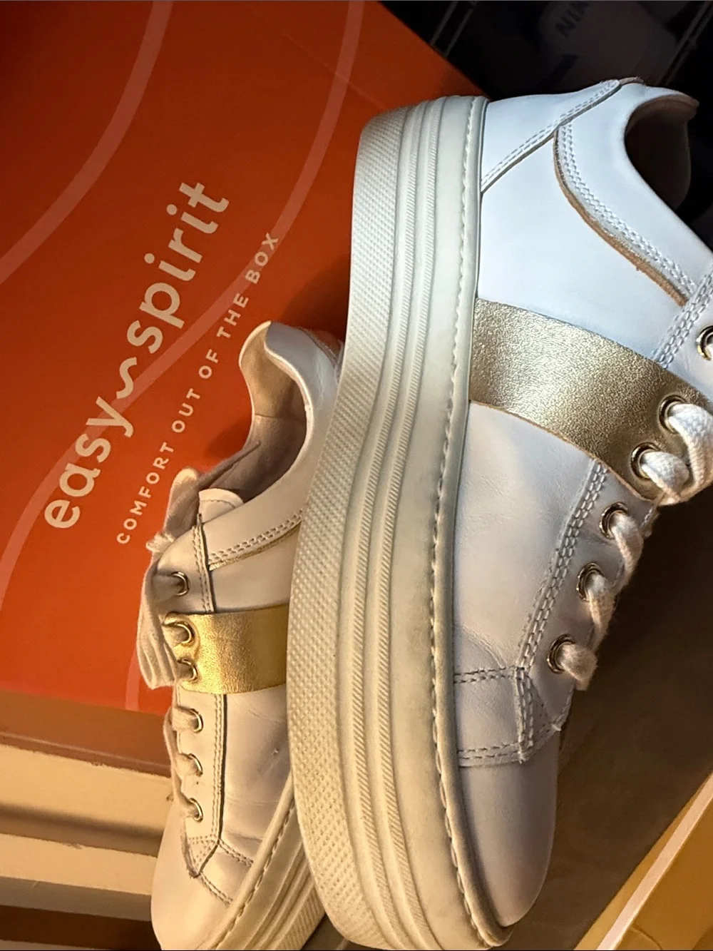 Nero Giardini White Leather Sneakers with Gold Accent